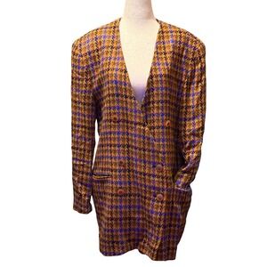 YL Collection Women's Textured Geometric Print Blazer Jacket Size 14